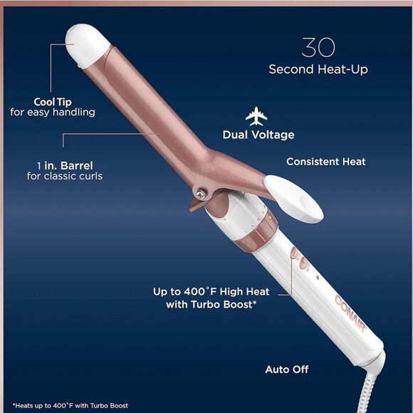 CONAIR DOUBLE CERAMIC 1&1/4'' CURLING IRON|SOFT CURLS MEDIUM TO LONG HAIR - Picture 5 of 9